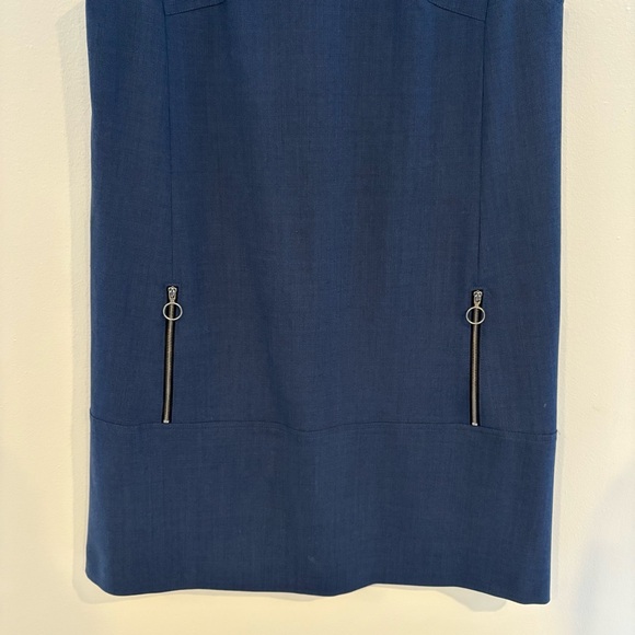 Acne Studios || Chow Bistretch Shift Mini Dress Mod Blue Zippers 40 US 8 - Picture 4 of 9